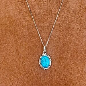 Genuine Turquoise Pendant 925 Necklace